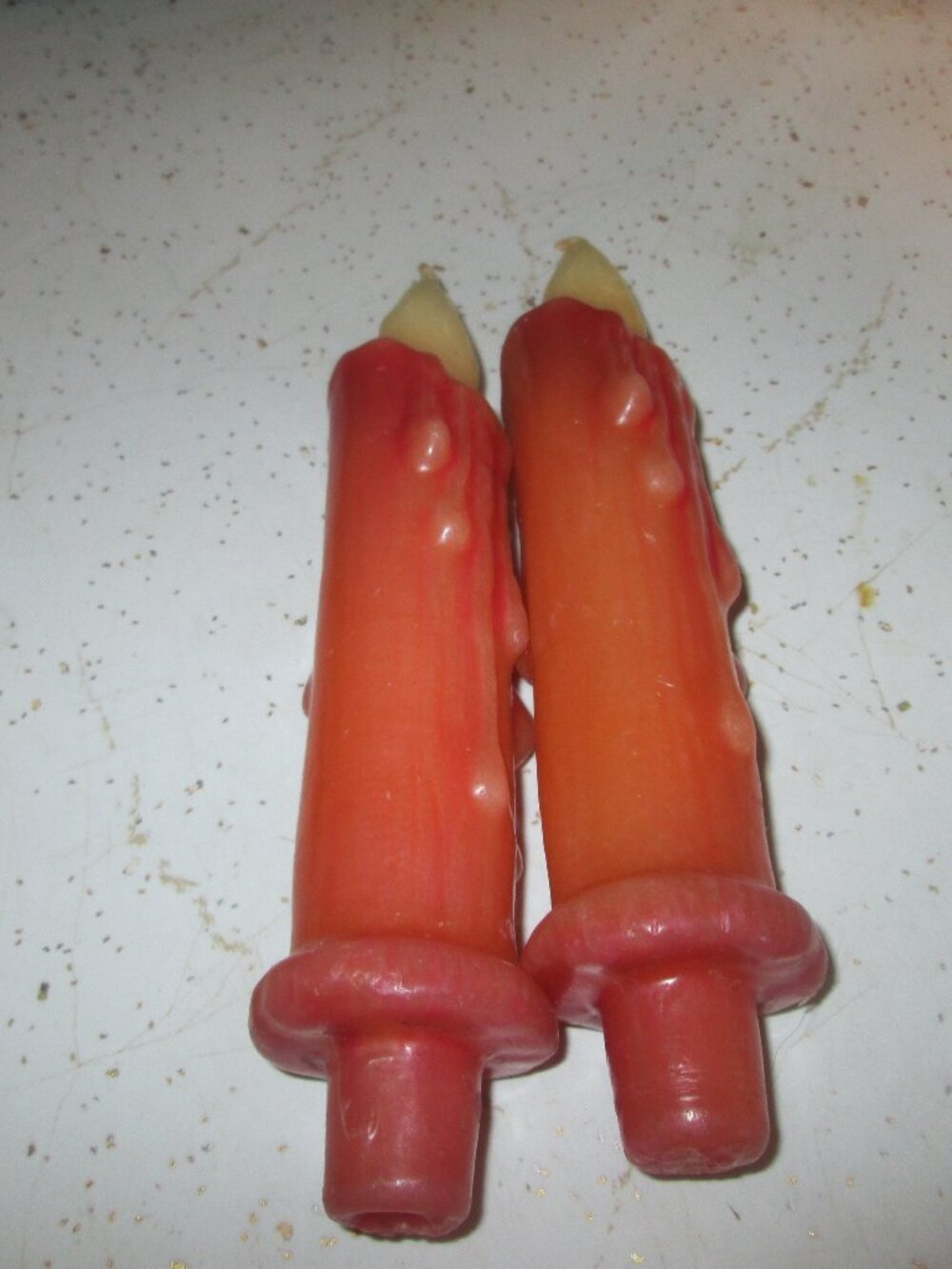 UNIQUE VTG SET OF HAND DIPPED DRIP WAX CANDLES UNUSED ORANGE HOLIDAY HALLOWEEN